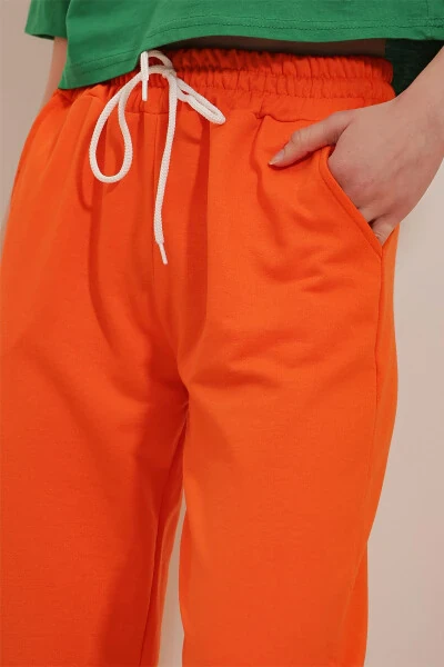 Women's Orange Basic Tracksuit Bottoms with Elastic Waistband and Cuffs ALC-X5902 - TREND ALAÇATI STILI (1)
