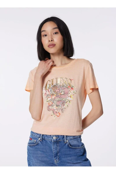 Women's Orange Bicycle Neck T-Shirt W4GI50K9SN1-F3F9 - GUESS