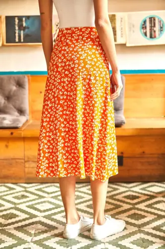 Women's Orange Envelope Skirt ETK-19000154-Orange - 5