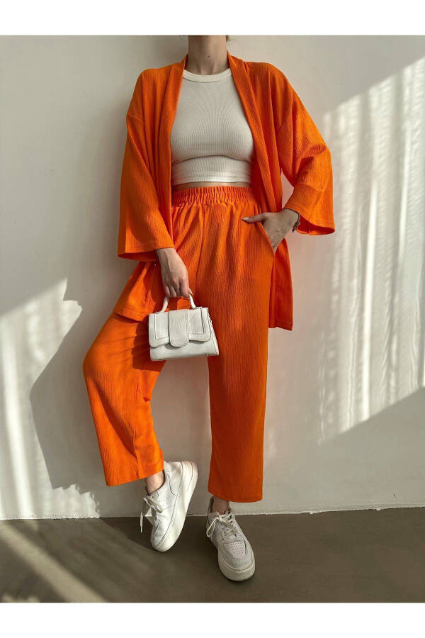 Women's Orange Kimono Knit Suit - 8