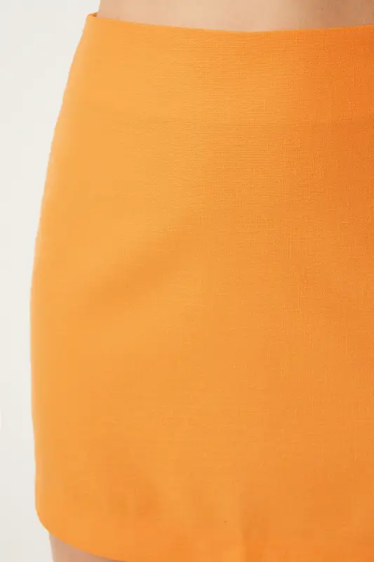 Women's Orange Mini Woven Skirt FN03240-Orange - 2