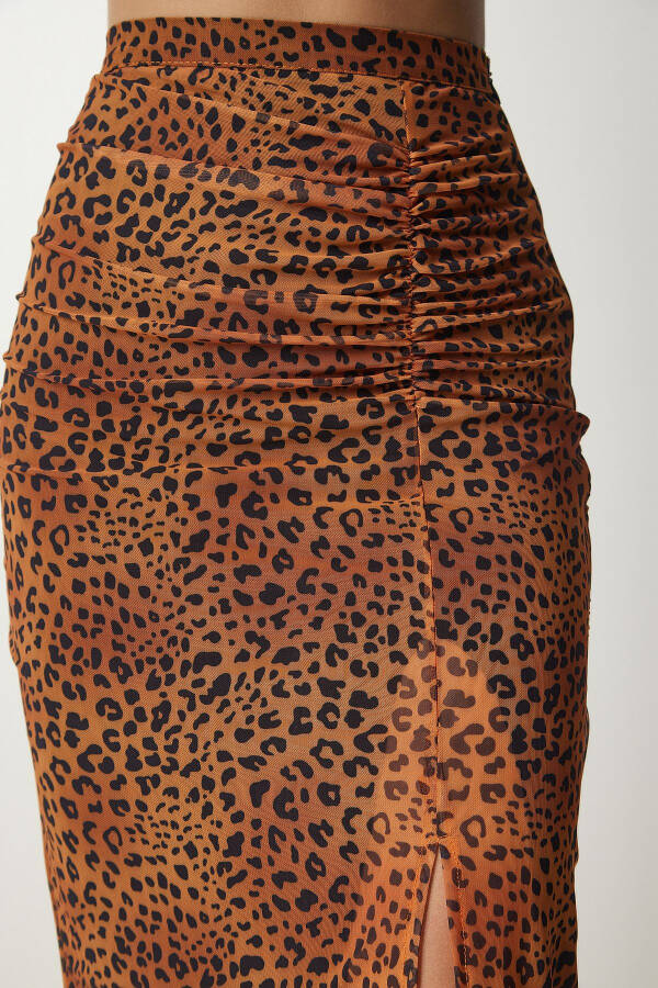 Women's Orange Patterned Pleated Chiffon Skirt CR00420 - 6