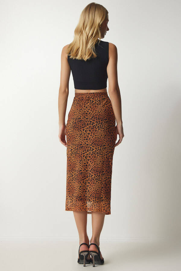 Women's Orange Patterned Pleated Chiffon Skirt CR00420 - 7