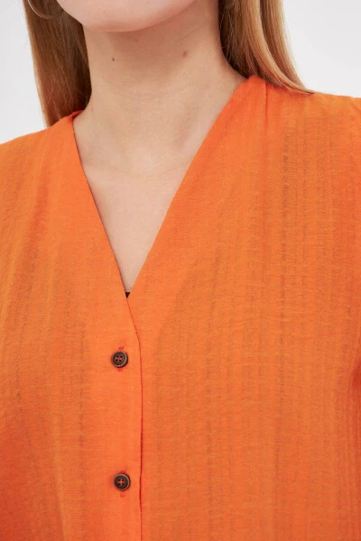 Women's Orange Sleeve Rubberized Blouse ARM-24 - ARMONIKA (1)
