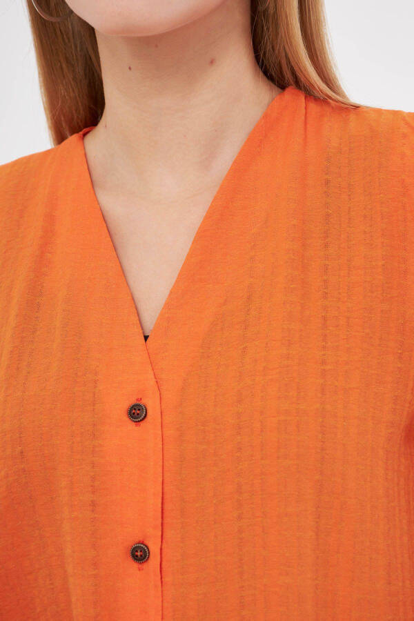 Women's Orange Sleeve Rubberized Blouse ARM-24 - 2