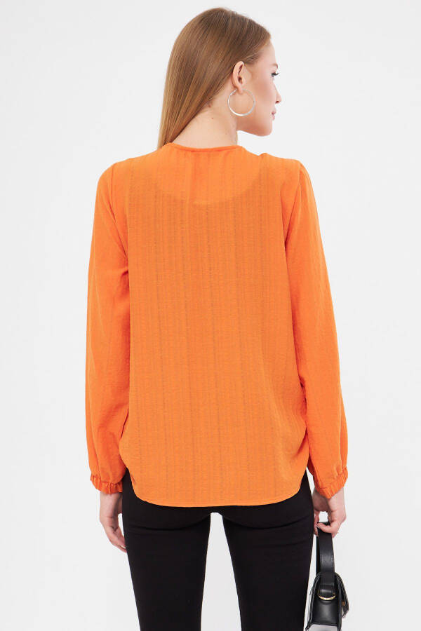 Women's Orange Sleeve Rubberized Blouse ARM-24 - 4
