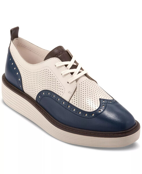 Women's OriginalGrand Wingtip Platform Oxfords Blue Wing Teal, Ivory - 1