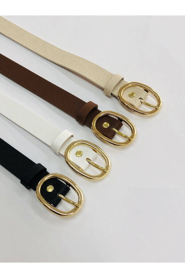 Women's Oval Buckle Trousers Belt, Jacket Belt, Dress Belt, Shirt Belt - 14