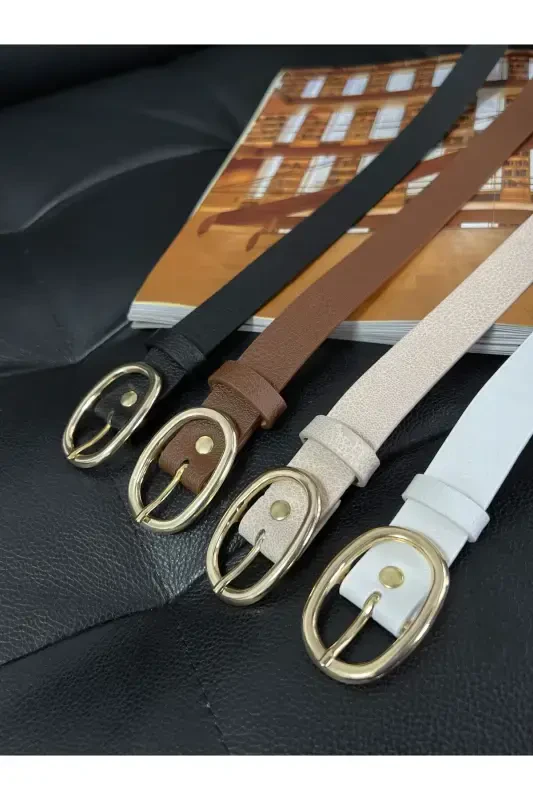 Women's Oval Buckle Trousers Belt, Jacket Belt, Dress Belt, Shirt Belt - 2