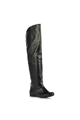 Women's over-the-knee boots in black, large sizes 41-44. - 4