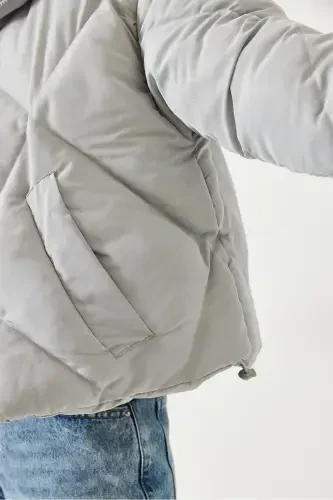 Women's Oversize Puffer Jacket-Gray - 6