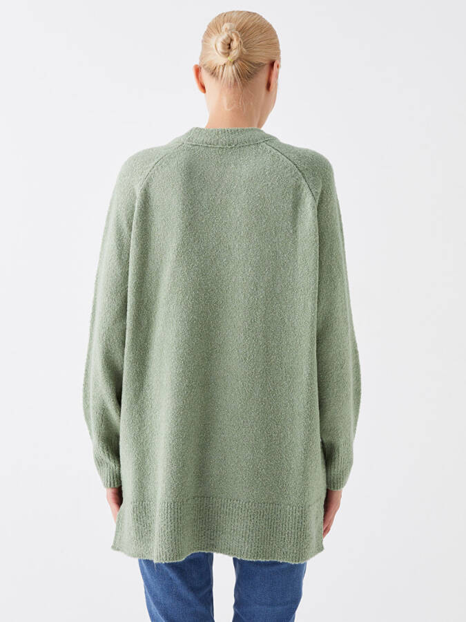 Women's Oversized Long Sleeve Ribbed Knit Sweater with Crew Neck - 12