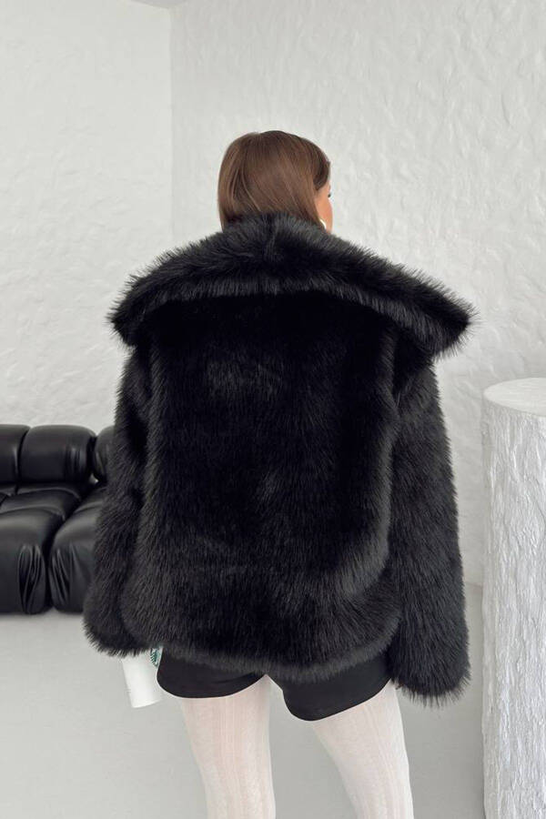 Women's Oversized Snap-Button Imported Fur Coat NBG037 - 7