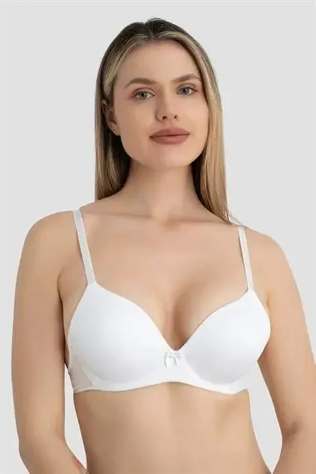 Women's Padded Push-up Underwire Bra 3-Piece Set Black White Red - 3