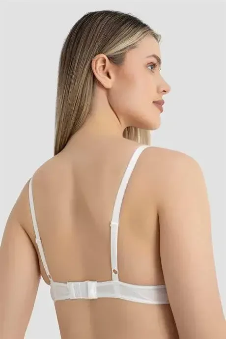 Women's Padded Push-up Underwire Bra 3-Piece Set Black White Red - 4