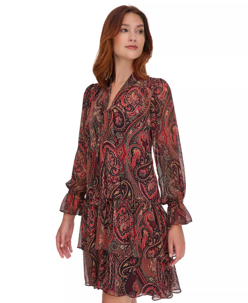 Women's Paisley Tie-Neck Tiered Dress - 3