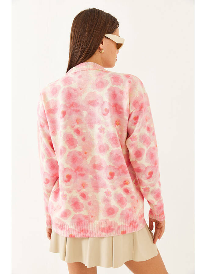 Women's Patchwork Knit Sweater-Beige - 4