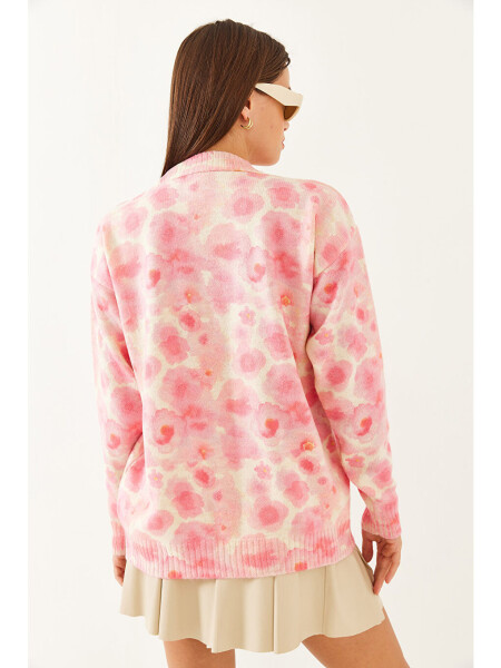Women's Patchwork Knit Sweater-Beige - 4