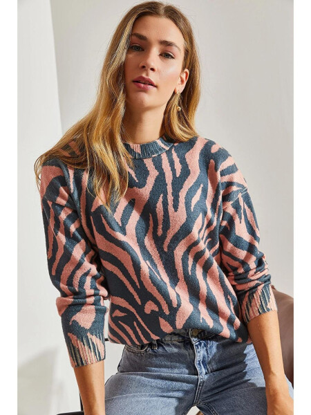 Women's Patchwork Knit Sweater-Gray - LC WAIKIKI