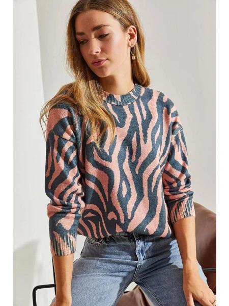 Women's Patchwork Knit Sweater-Gray - LC WAIKIKI (1)