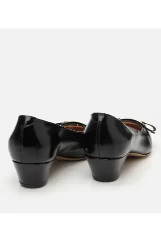 Women's Patent Leather Black Chunky Heel Shoes - 7