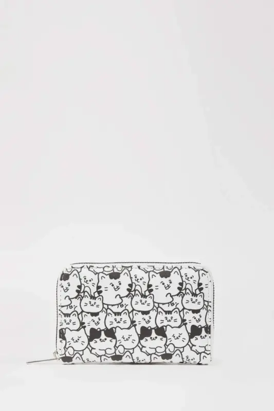 Women's Patterned Faux Leather Wallet-Mixed - DEFACTO