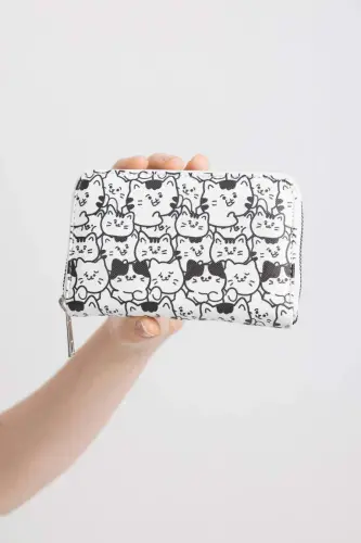 Women's Patterned Faux Leather Wallet-Mixed - DEFACTO (1)