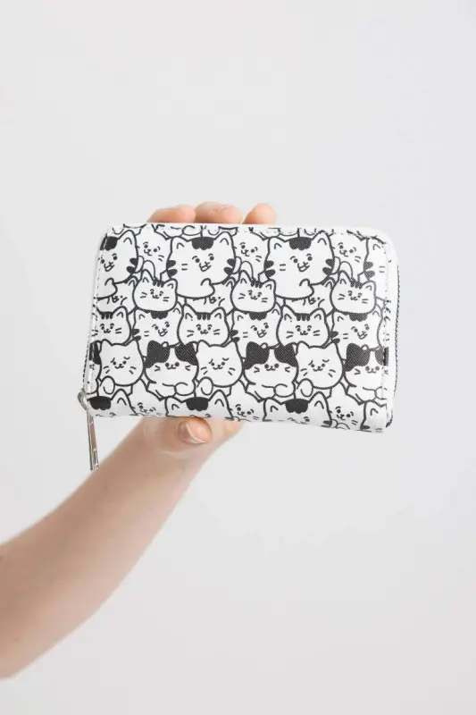 Women's Patterned Faux Leather Wallet-Mixed - 2