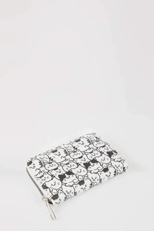 Women's Patterned Faux Leather Wallet-Mixed - 4