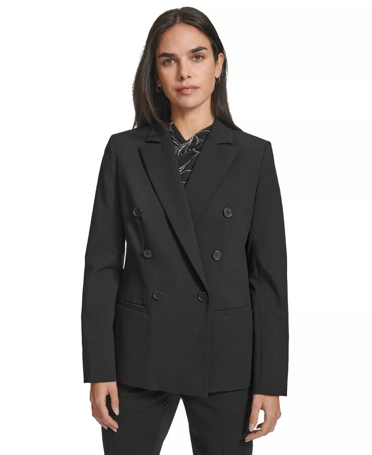 Women's Peak-Lapel Double-Breasted Blazer Black - 1