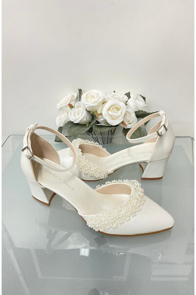 Women's Pearl Detailed 5 Cm Wedding Shoes - 5