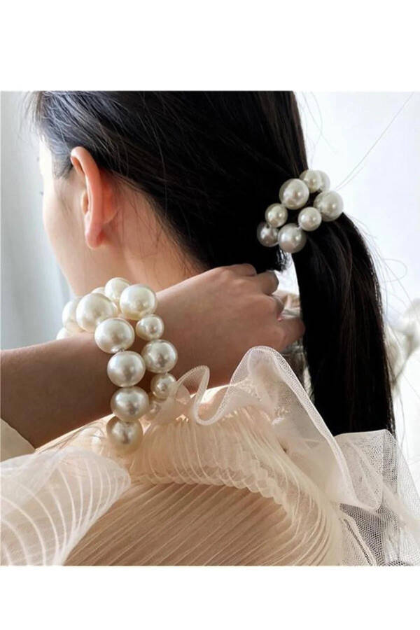 Women's Pearl Elastic Hair Clip - 4