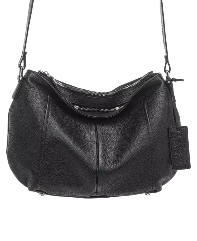 Women's Pebbled Scarlet Crossbody Hobo Bag - Black - 1