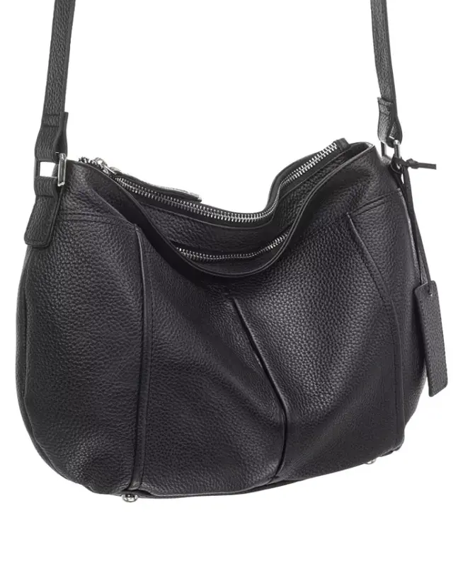Women's Pebbled Scarlet Crossbody Hobo Bag - Black - 3