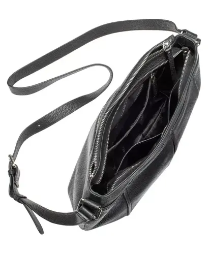 Women's Pebbled Scarlet Crossbody Hobo Bag - Black - 4