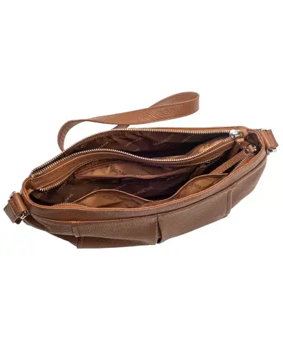 Women's Pebbled Scarlet Crossbody Hobo Bag - Camel - 4