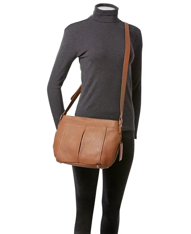 Women's Pebbled Scarlet Crossbody Hobo Bag - Camel - 5