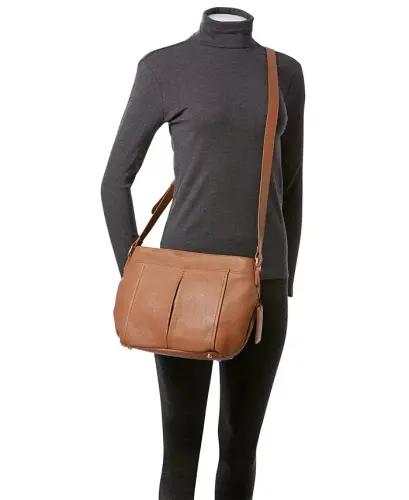 Women's Pebbled Scarlet Crossbody Hobo Bag - Camel - 10