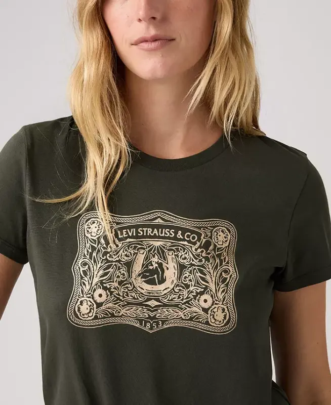 Women's Perfect Graphic Logo Cotton T-Shirt - Archival Buckle Pirate Black - 2