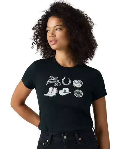 Women's Perfect Graphic Logo Cotton T-Shirt - Archival Silver Grid Anthracite 