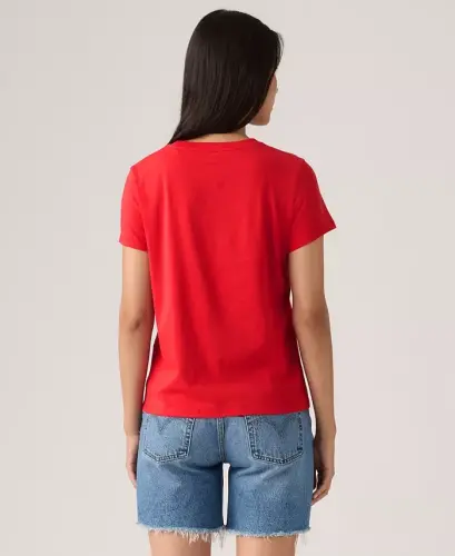 Women's Perfect Graphic Logo Cotton T-Shirt - Bandana Bw Fill T3 Urban Red - 5