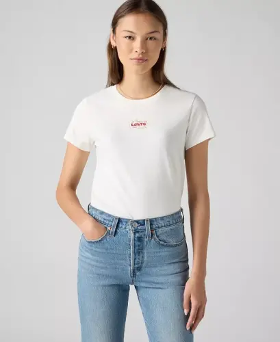 Women's Perfect Graphic Logo Cotton T-Shirt - Batwing Horshoe Egret - LEVI'S (1)