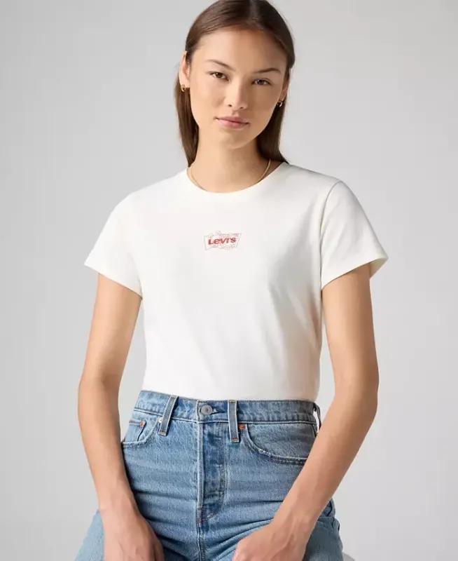 Women's Perfect Graphic Logo Cotton T-Shirt - Batwing Horshoe Egret - 1