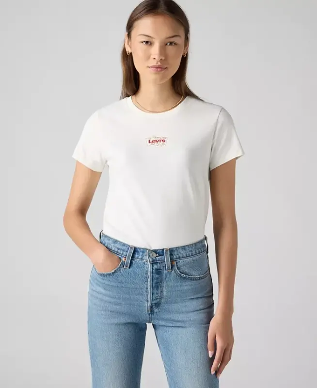 Women's Perfect Graphic Logo Cotton T-Shirt - Batwing Horshoe Egret - 2