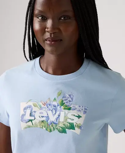 Women's Perfect Graphic Logo Cotton T-Shirt - Blue Carnation Bw Fill Chambray Blue - LEVI'S (1)