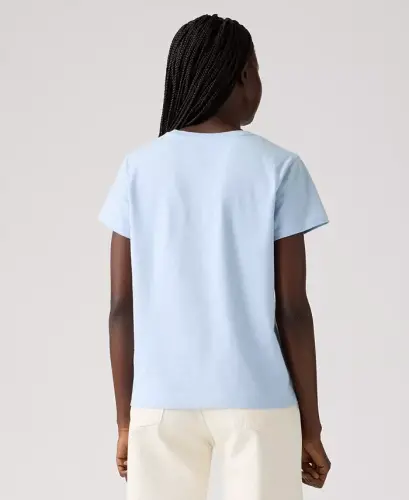 Women's Perfect Graphic Logo Cotton T-Shirt - Blue Carnation Bw Fill Chambray Blue - 3