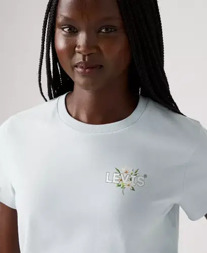 Women's Perfect Graphic Logo Cotton T-Shirt - Blue Daisy - LEVI'S (1)
