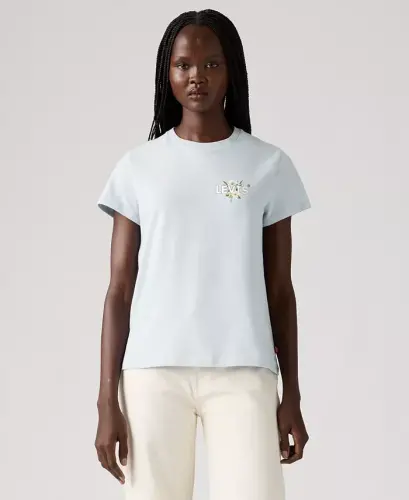 Women's Perfect Graphic Logo Cotton T-Shirt - Blue Daisy - 4