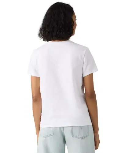 Women's Perfect Graphic Logo Cotton T-Shirt - Blur Florals With Serif Emb Bright White - 3
