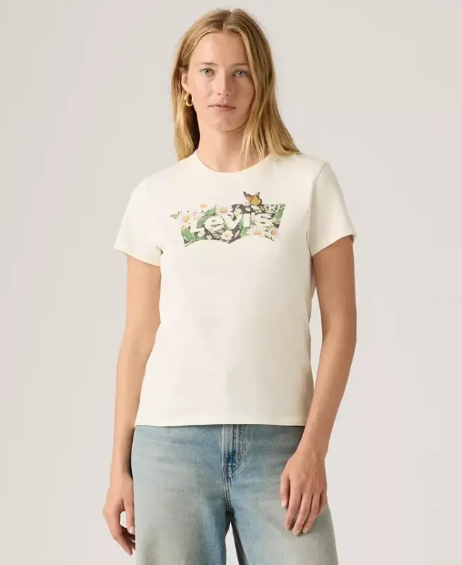 Women's Perfect Graphic Logo Cotton T-Shirt - Daisy Bw Egret - LEVI'S
